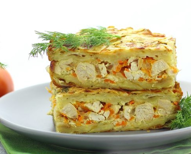 Lavash Pie with Chicken and Cheese
