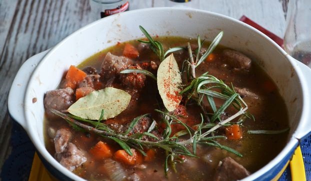 Beef Stew with Mushrooms and Bacon