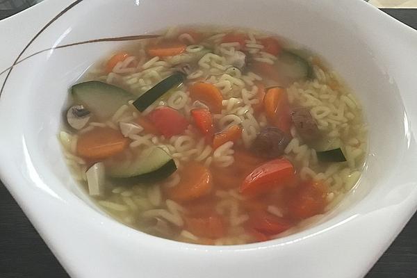 Alphabet Soup with Fresh Vegetables