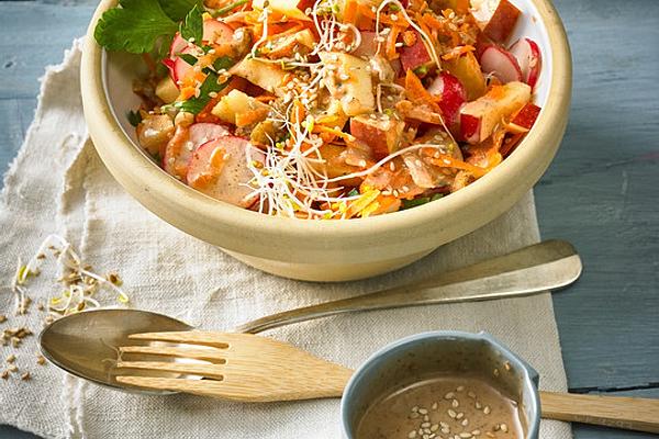 Apple and Carrot Salad with Sesame Dressing