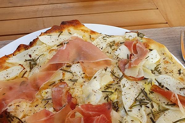 Asparagus Tarte Flambée with Serrano Ham