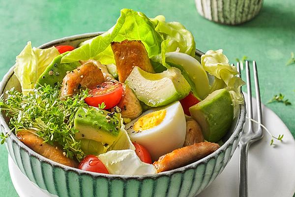Avocado Egg Salad with Strips Of Turkey