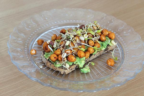 Avocado Toast with Chickpeas and Sprouts