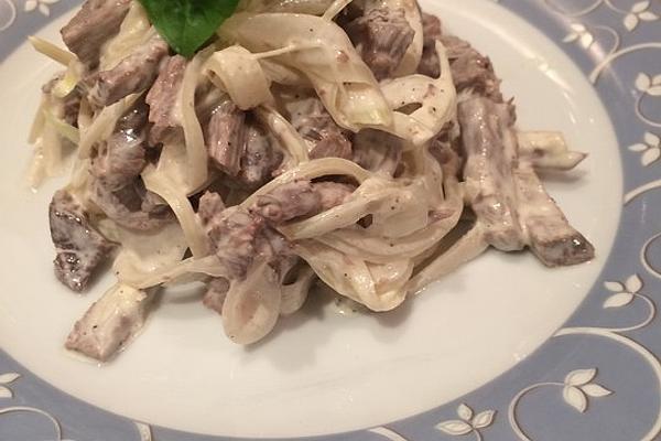 Beef Heart Salad with Onions and Mayonnaise