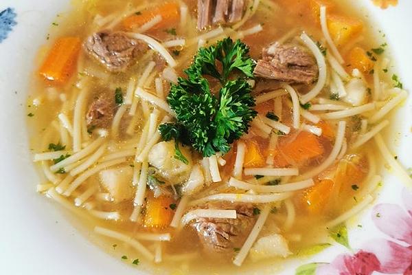 Beef Soup with Noodles and Vegetables