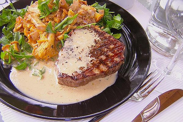 Beef Steaks with Colored Pepper and Cognac – Cream Sauce