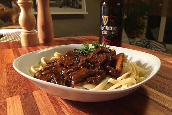 Beef Strips with Guinness Sauce