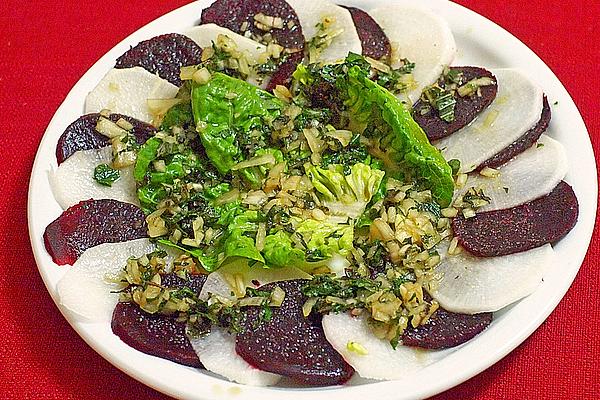 Beetroot and Radish Salad with Japanese Dressing