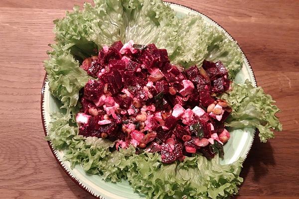 Beetroot Salad with Feta Cheese and Pine Nuts
