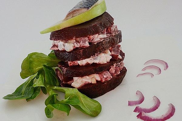Beetroot Turrets with Herring Salad
