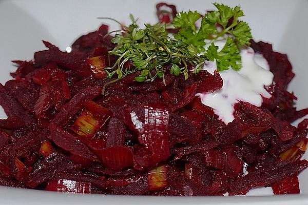 Beetroot Vegetables with Horseradish and Leek