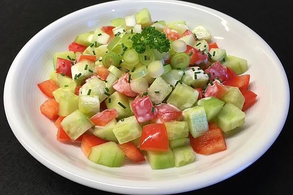 Bell Pepper and Cucumber Salad with Spring Onions
