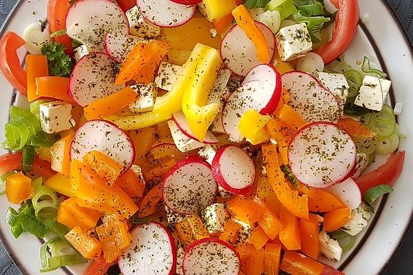 Bell Pepper and Sheep Cheese Salad