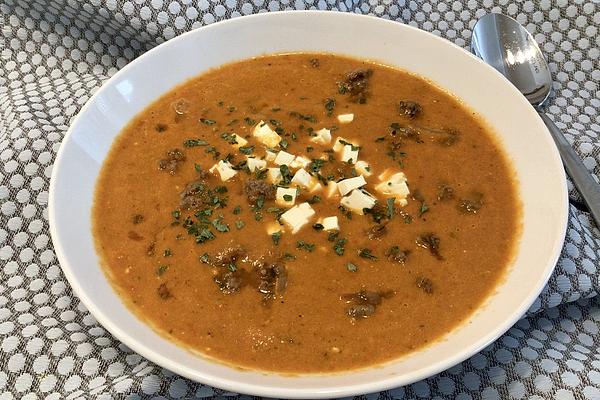 Bell Pepper Mince Soup with Feta