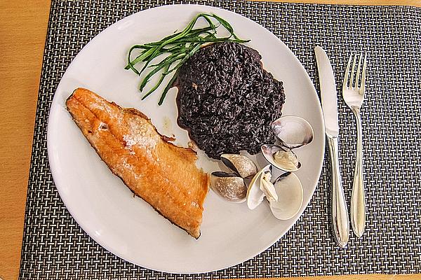 Black Risotto Made from Venere Rice