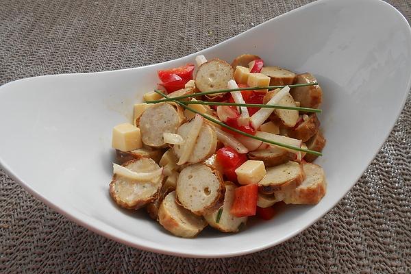 Bratwurst Salad with Peppers, Radishes and Onions