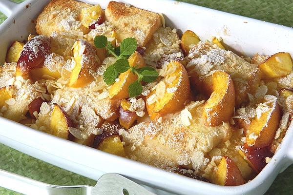 Bread – Peach – Casserole with Almonds