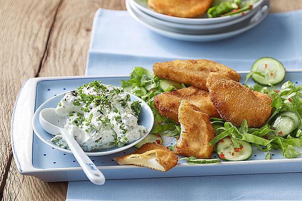 Breaded and Fried Kohlrabi with Herb Sauce