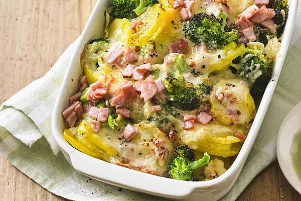Broccoli and Potato Gratin with Ham