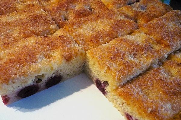 Buttermilk Coconut Cake with Cherries