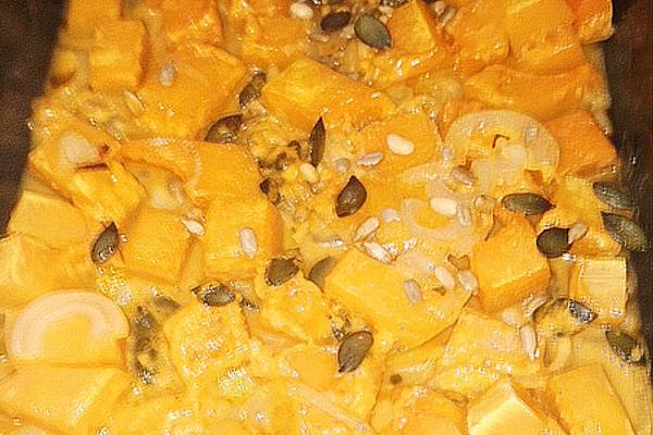 Butternut Squash with Onions in Coconut Milk