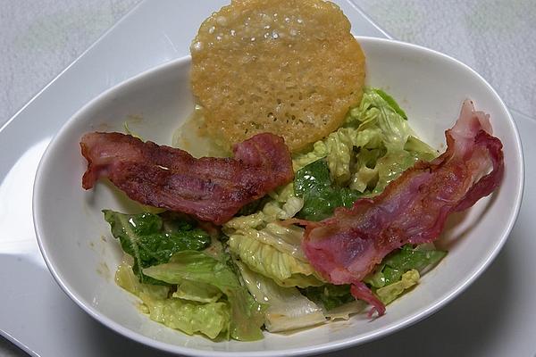 Caesar Salad with Fried Bacon and Parmesan Talers