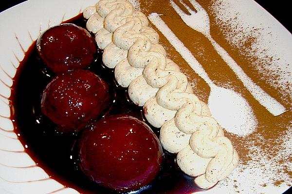 Caramelized Plums in Port with Cinnamon Cream