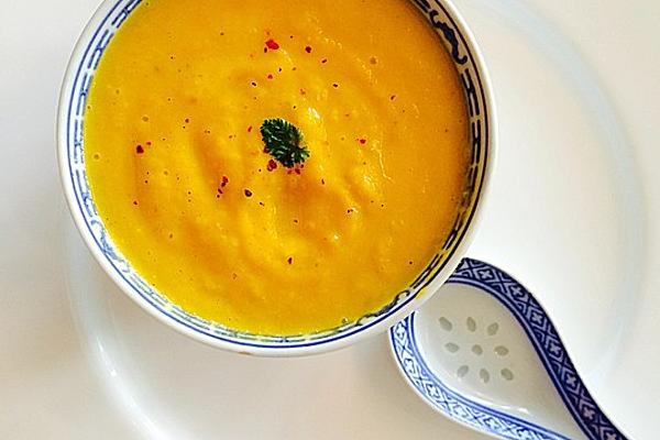 Carrot and Coconut Soup with Mango