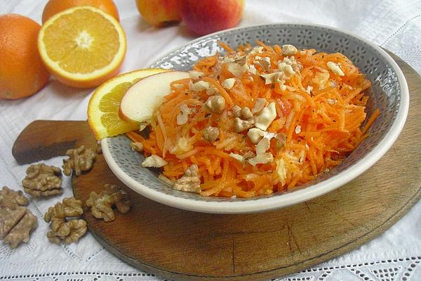 Carrot – Apple – Salad with Orange Dressing and Walnuts