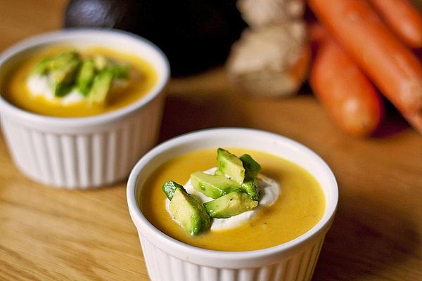 Carrot Soup with Ginger and Avocado