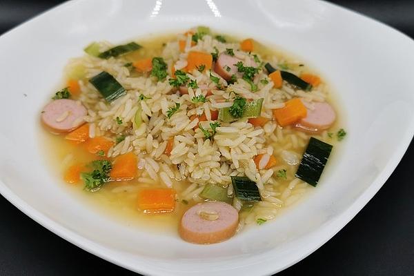 Carrots – Vegetables – Rice – Soup with Sausages