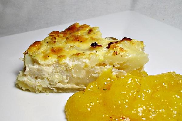 Cauliflower Quiche with Spicy, Piquant Apricot Sauce