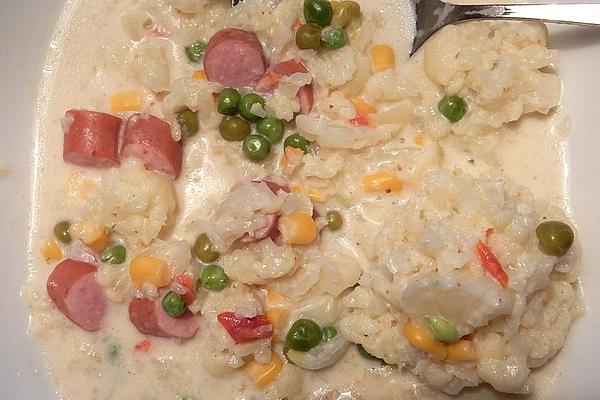Cauliflower Soup with Sausages