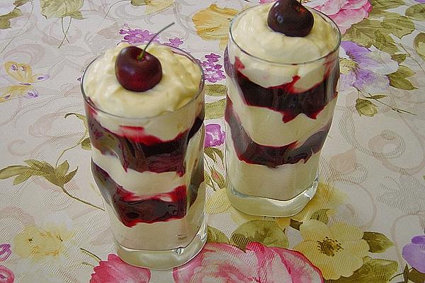 Cherry Dessert with Pudding Cream