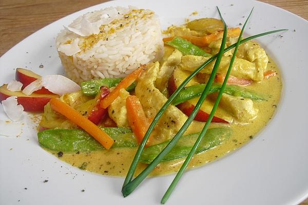 Chicken Curry with Snow Peas and Nectarines