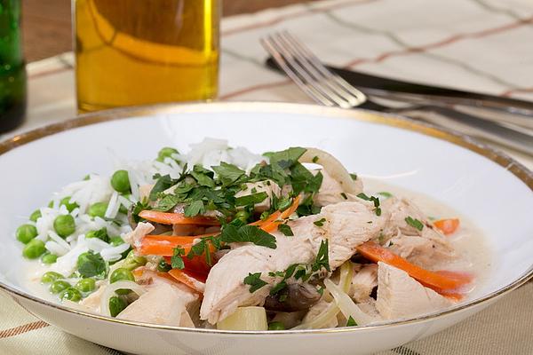 Chicken Fricassee – Ragout Made from Chicken, Asparagus and Mushrooms