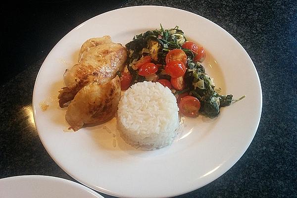Chicken with Spinach and Sheep Cheese Vegetables