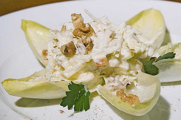 Chicory – Celery Salad in Yoghurt – Walnut Dressing