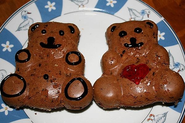 Chocolate Bears Made from Sponge Mixture
