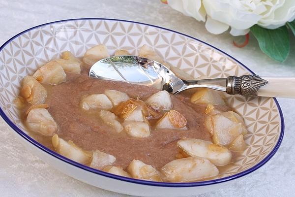 Chocolate Porridge with Almond Pears