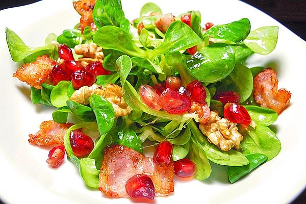 Christmas Lamb`s Lettuce with Pomegranate Seeds