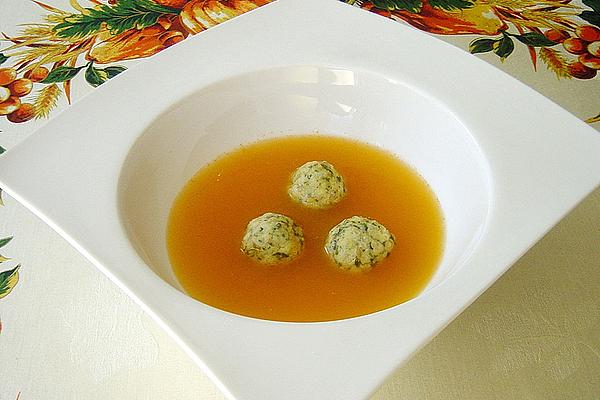 Clear Tomato Soup with Parsley Dumplings