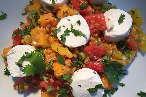 Colorful Lentil Salad with Fresh Goat Cheese