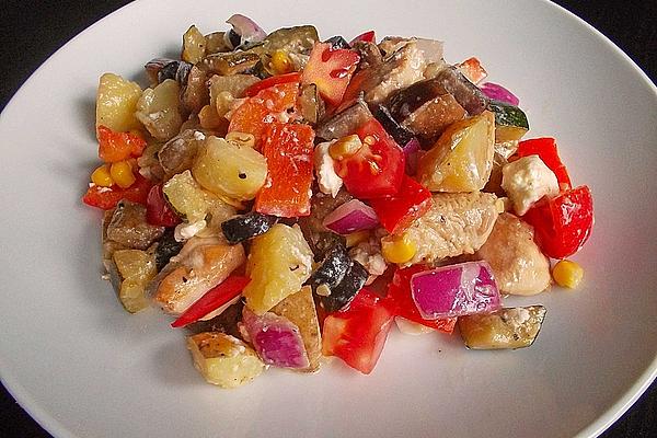 Colorful Potato Salad with Chicken Breast