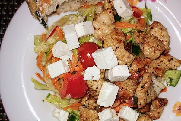 Colorful Salad with Spicy Turkey Strips