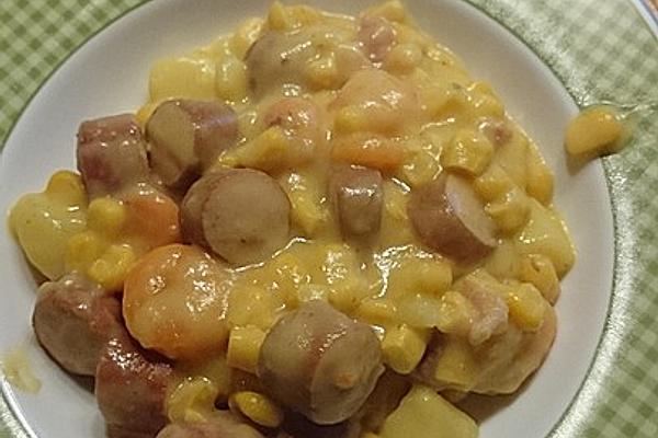Corn and Potato Stew with Carrots and Sausage