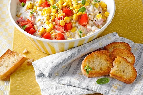 Corn Salad with Red Pepper and Sour Cream Dressing