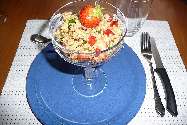 Couscous Salad with Avocado, Tomatoes, Bell Peppers and Mint