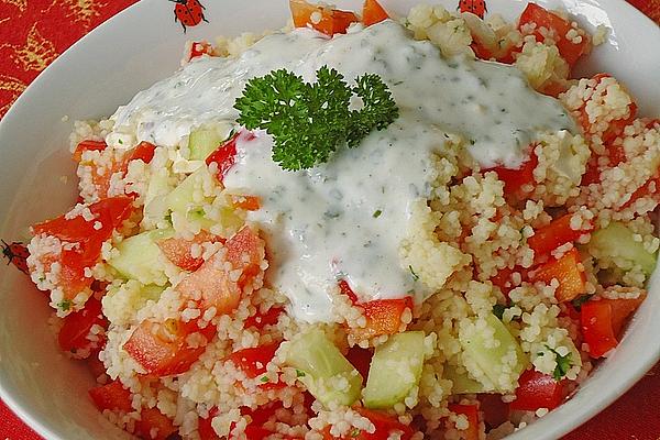 Couscous Salad with Fresh Lemon Yogurt Sauce