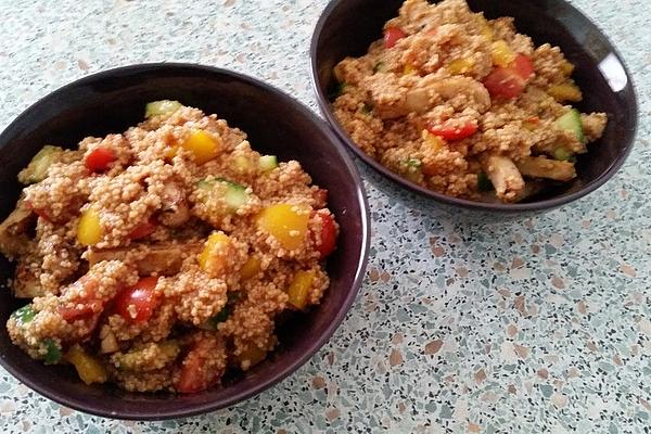Couscous Salad with Tomato, Pepper, Cucumber and Parsley